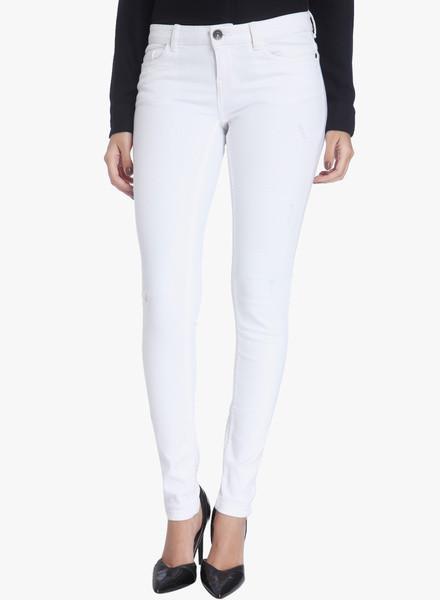 White Solid Mid Rise Slim Fit Jeans